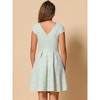Allegra K Women's Plaid Round Neck Cap Sleeve A-Line Vintage Pleated Dresses - 3 of 4