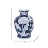 Sagebrook Home Blue and White Ceramic Vase - Contemporary 9" Floral Chinoiserie Vase for Home or Office Decor - 3 of 4