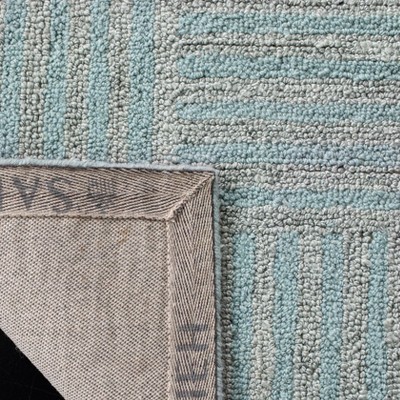 Blue Abstract Handmade Tufted Wool Area Rug, 8' x 10'