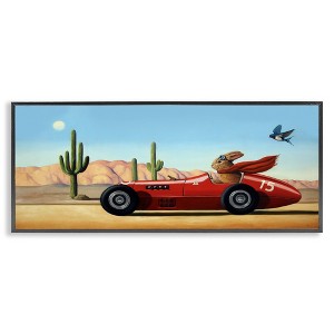 Stupell Industries Race Car Bunny Driving Desert Canyon, 24" x 10" - 1 of 4
