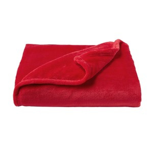 Oversized Microfiber Velvet Solid Polyester Throw Blanket Vineyard Red- Yorkshire Home