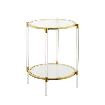 Royal Crest 2 Tier Acrylic Glass End Table Clear/Gold - Breighton Home