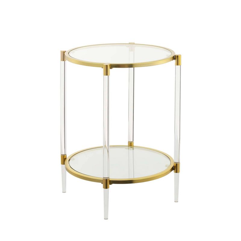 Royal Crest 2 Tier Acrylic Glass End Table Clear/Gold - Breighton Home, 1 of 8