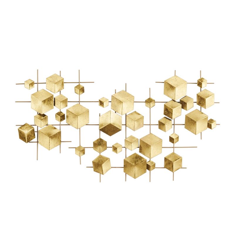 Metal Geometric 3D Cube Relief Wall Decor Gold - CosmoLiving by Cosmopolitan, 1 of 6