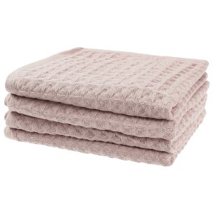 Unique Bargains Cotton Waffle Soft Absorbent Hand Towels for Bathroom 14" x 32" 4 Packs - 1 of 4