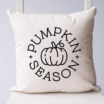 City Creek Prints Pumpkin Season Circle Canvas Pillow Cover - Natural