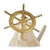 Brass Bell Wall Decor with Ship wheel Backing - Olivia & May - 4 of 4