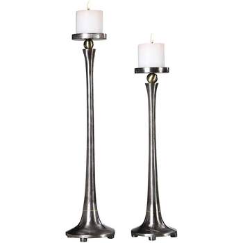 Uttermost Aliso Silver Tapered Candle Holders Set of 2