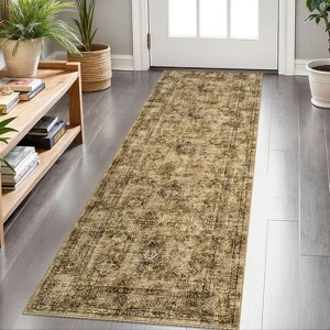 Acekool Area Rugs: Washable Non-Slip Boho Vintage Carpet, Soft Low Pile Foldable Stain Resistant Rugs for Living Room, Bedroom, Home, Dining Room - 1 of 4