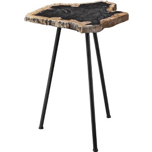 Uttermost Modern Rustic Iron Accent Table 16" Wide Aged Black Natural Wood Tabletop for Living Room Bedroom Bedside Entryway House - 1 of 1