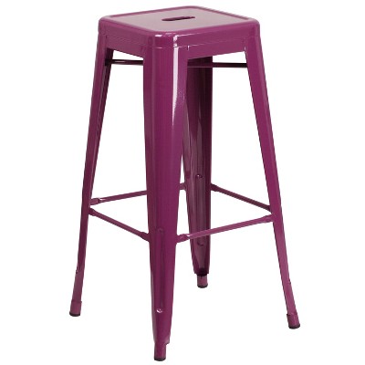 Photo 1 of  2 PACK--- Flash Furniture Commercial Grade 30" High Backless Metal Indoor-Outdoor Barstool with Square Seat