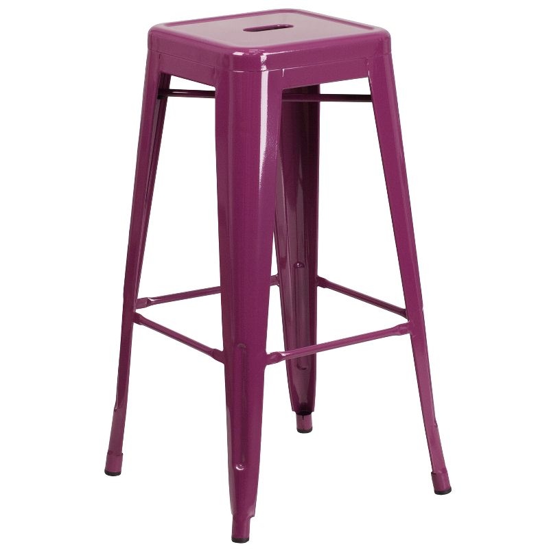 Flash Furniture Commercial Grade 30" High Backless Metal Indoor-Outdoor Barstool with Square Seat, 1 of 21
