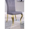 NicBex 2pc Dining Chair Upholstered Dining Room Furniture Side Chair with High Backfrest & Silver Metal Legs,Gray+Gold - 2 of 4