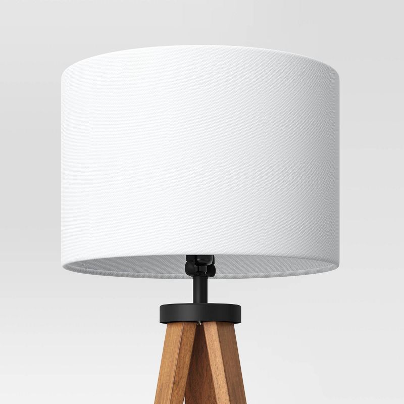 Tripod Floor Lamp with Shelf Brown Wood - Threshold™, 4 of 8