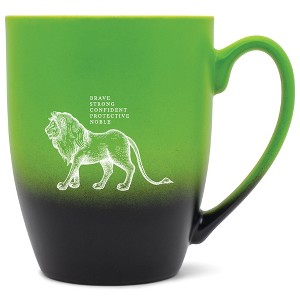 Elanze Designs 12 Ounce Ceramic Decorative Laser Engraved Giftable Novelty Tea Coffee Cup Mug Green and Black Lion Brave Strong Confident Protective - 1 of 4