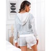 Women's 2 Piece Outfits Pajamas Set Pullover Long Sleeve Tops And Shorts Comfy Loungewear with Pockets - 2 of 4