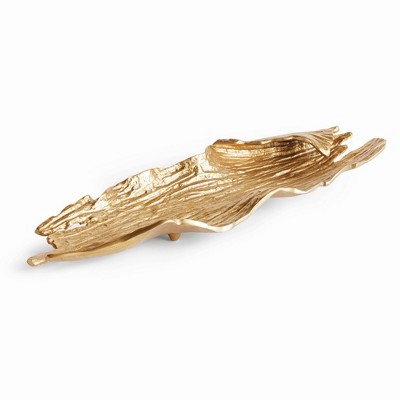 Plum & Post Keiran Decorative Tray - Gold Cast Aluminum, Handcrafted