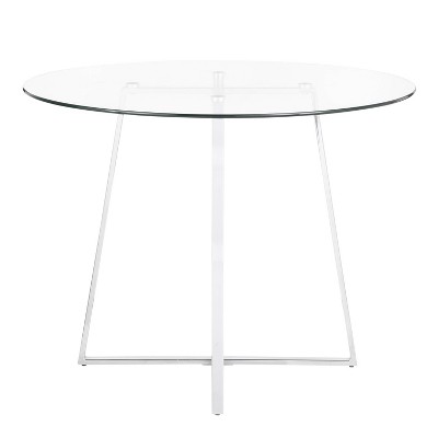 Cosmo 39.5" Chrome and Clear Glass Round Dining Table