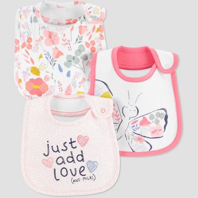 Carter's Just One You® Baby Girls' 3pk Butterfly Floral Bib - White/Pink One Size