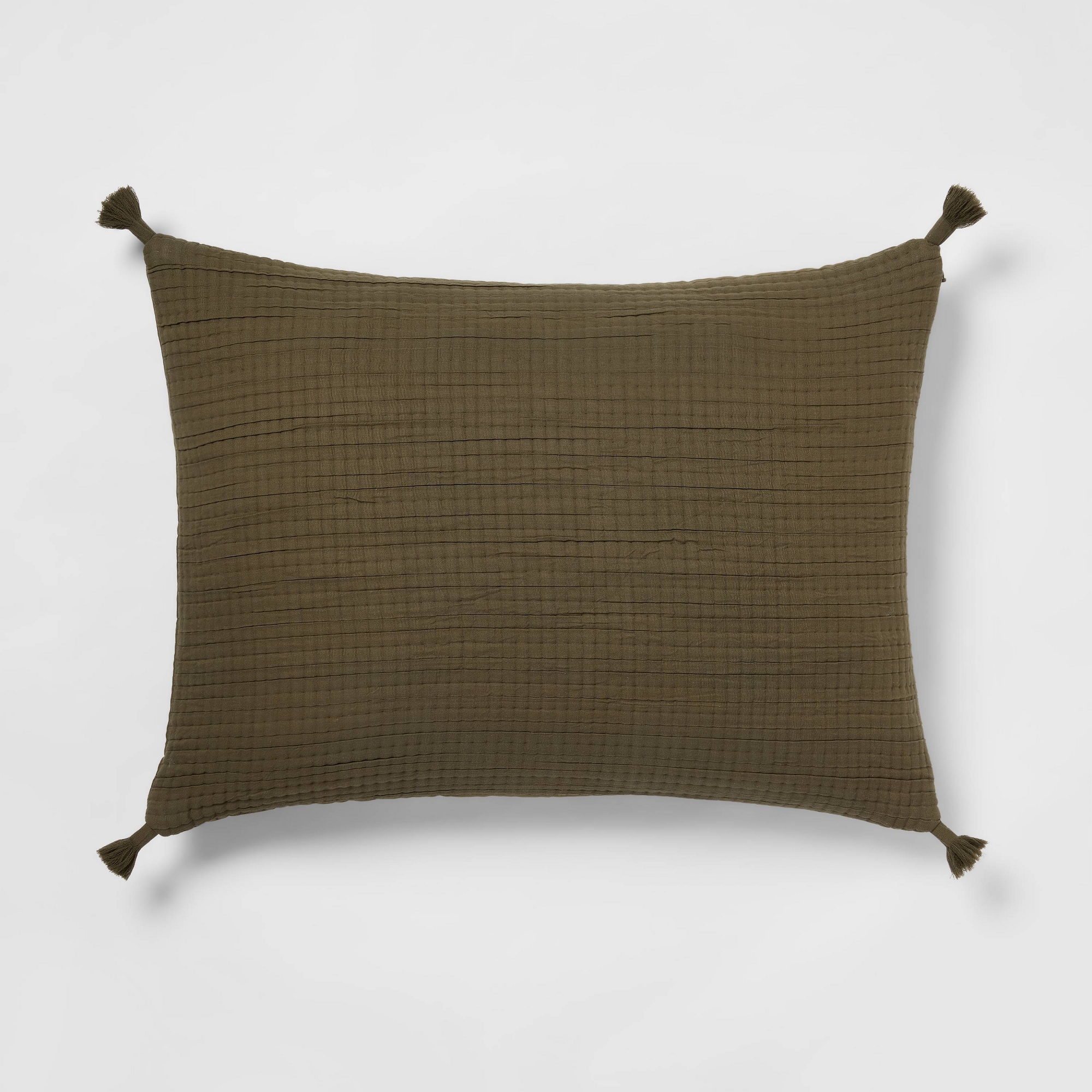 King Double Cloth Quilt Sham Olive - Threshold™