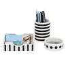 Mind Reader Desktop Organizer Set, Pen Cup, Clip Dish, Memo Tray, Office, Ceramic, 3"L x 3"W x 4"H, 3pc., Black & White - 4 of 4