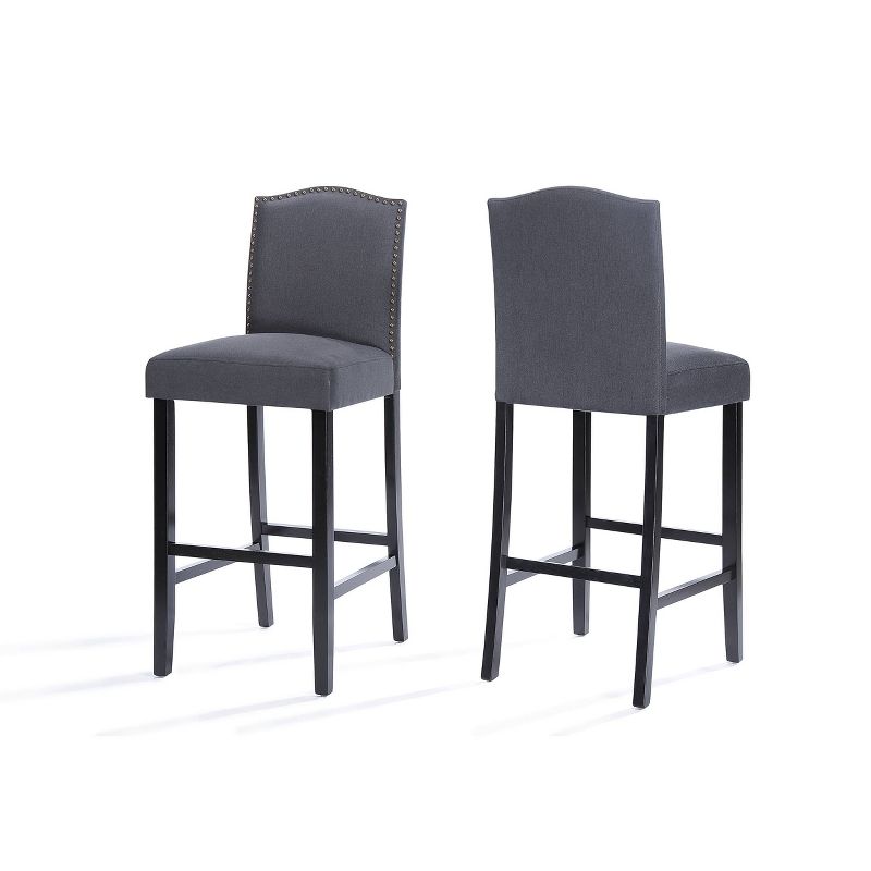 Set of 2 Darren Contemporary Upholstered Barstools with Nailhead Trim - Christopher Knight Home, 1 of 13