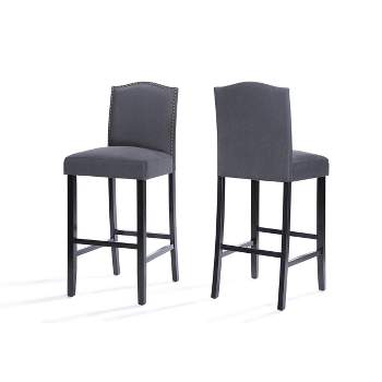 Set of 2 Darren Contemporary Upholstered Barstools with Nailhead Trim - Christopher Knight Home