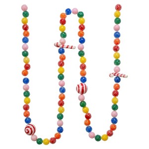 Kurt Adler Plastic Candy Cane and Candy Ball Garland, Multicolored, 6ft - 1 of 3