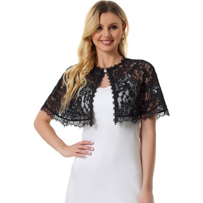 Allegra K Women's Evening Wedding Floral Lace Cape Shawls