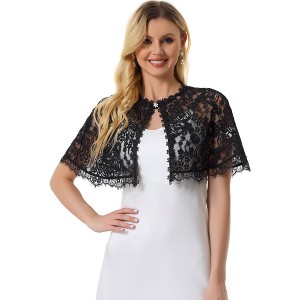 Allegra K Women's Evening Wedding Floral Lace Cape Shawls - 1 of 4