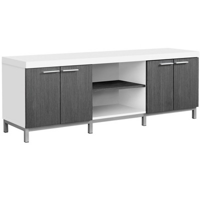 Contemporary White and Gray 60" TV Console with Cabinets