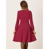 Allegra K Women's Square Neck Lace Up Lantern Long Sleeve Midi Elegant A-Line Dress - 4 of 4