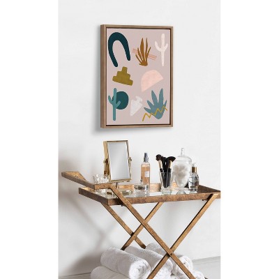 Desert Shapes Abstract Canvas Art with Gold Frame