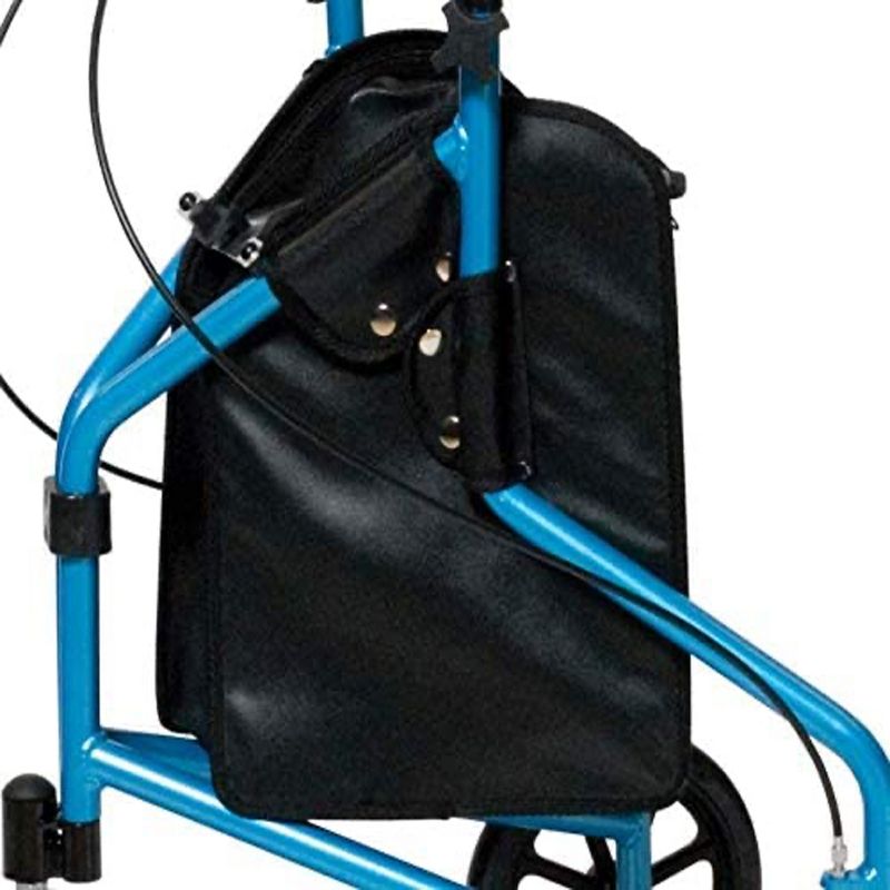 Lumex Set N' Go Wide 2-In-1 Height Adjustable Rollator Walker with Padded Seat, Backrest, Ergonomic Handles, and Zippered Pouch, Bondi Blue, 6 of 8