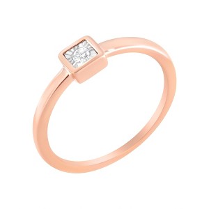 14K Rose Gold Plated Silver 1/20 cttw Miracle Set Diamond Promise Ring - 1 of 4