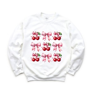 Simply Sage Market Women's Graphic Sweatshirt Coquette Pink Cherry Chart - 1 of 4