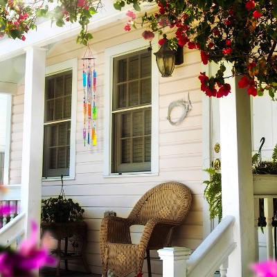 Colorful Textured Glass Coastal Wind Chime with Beads