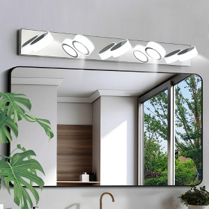 GreenEver 37'' 5-Light LED Vanity Fixture - Chrome, Acrylic Shades, Dimmable, Energy-Efficient Bathroom Wall Sconce - 1 of 4