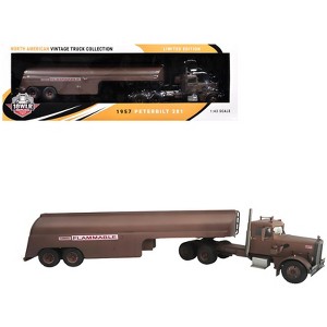 1955 Peterbilt 281 "Needlenose" Tractor with Tanker Brown (Weathered) "Duel" (1971) Movie 1/43 Diecast Model by Iconic Replicas - 1 of 3