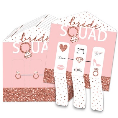 Big Dot of Happiness Bride Squad - Rose Gold Bridal Shower or Bachelorette Party Game Pickle Cards - Pull Tabs 3-in-a-Row - Set of 12