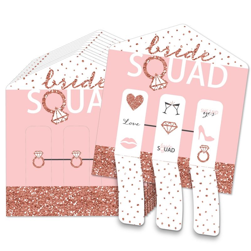 Big Dot of Happiness Bride Squad - Rose Gold Bridal Shower or Bachelorette Party Game Pickle Cards - Pull Tabs 3-in-a-Row - Set of 12, 1 of 7