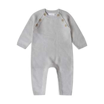 Stellou & Friends Newborn, Baby and Toddler 100% Cotton Long Sleeve Sweater Knit One-Piece Romper