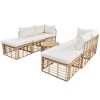 Sapphtopaz Patio Furniture Set Wicker Sectional Outdoor Chairs with Acacia Wood Legs, Glass Coffee Table for Garden, Backyard, Terrace - 3 of 4