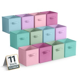 Sorbus 11 Inch 12 Pack Sturdy Collapsible Fabric Storage Cubes with Handle - for Organizing Clothes, Toys, Books, Shelves & more - 1 of 4