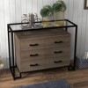6 Drawers Dresser, Wooden Drawer Chest with Tempered Glass Top and Steel Frame, 39.4" Farmhouse TV Stand, Multi-Purpose Large Storage Cabinet - 2 of 4