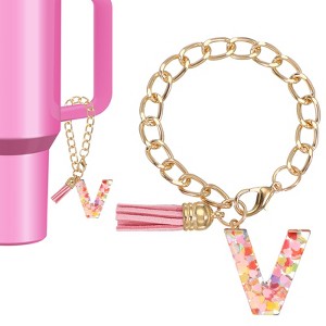 Unique Bargains Epoxy Resin Colorful Glittery Tassel Sports Water Bottle Accessories Letter Charm 1 Pc - 1 of 4