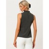Allegra K Women's Sleeveless Frill Mock Neck Ruffle Chambray Blouse - 4 of 4