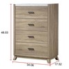 1pc Rustic Transitional Contemporary Chest Natural Brown Faux Stone Top Bed Side Cabinet Furniture - 3 of 4