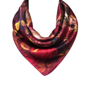 Wrapables 100% Charmeuse Silk Square Scarf Neckerchief, Red Roses - 1 of 4