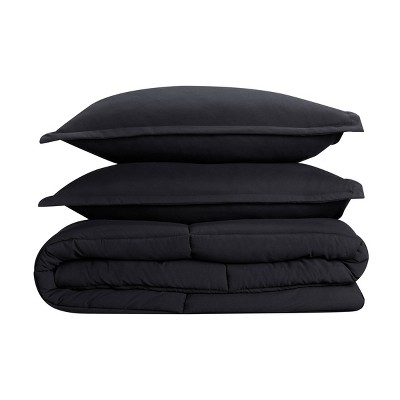 Black Full Microfiber Bedspread Set with Stain Protection